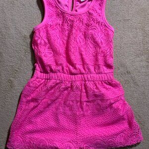Bobbie‎ Brooks Girl Sz S (6/6x) Pink Lined Laced Short Romper (G)